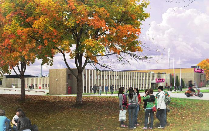 Nya Brå vallagymnasiet får också fina mötes platser i form av gemensam restaurang, cafeteria och bibliotek.