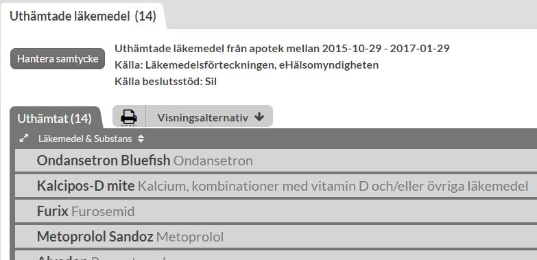 I ordinationshandlingen kan du se ett recept (helförpackning) som är: Slutexpedierat och utgånget/ej