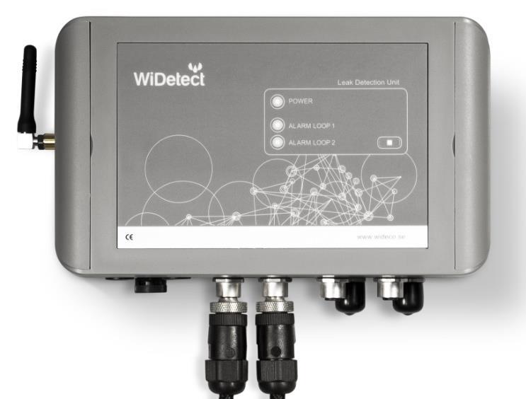 Detektorer för översvämningslarm med analoga ingångar Detektorer typ WiDetect A1e med möjlighet till översvämningslarm har inte bara samma möjligheter till fuktövervakning som WiDetect X1e utan också