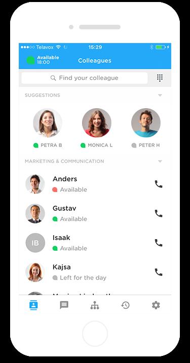 App app app I våra appar kan du koppla samtal, öppna och stänga växeln, chatta med kollegor, se vem som ringer även om kontakten inte är sparad, ringa billigare utomlands och mycket, mycket mer.