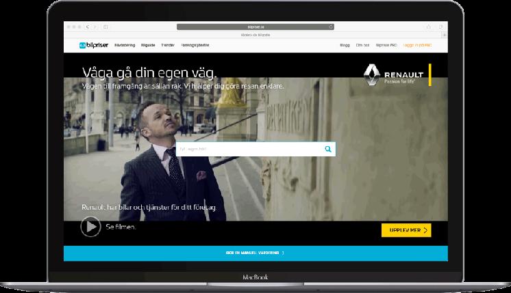 Effektformat & datastyrning Wallpaper med datastyrning I samband med att nya Bilpriser.se lanserades passade vi på att ta med nya effektformat som garanterat syns och engagerar.