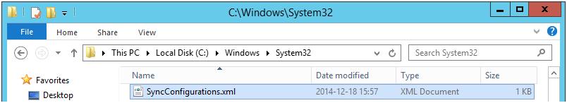 Default är C:\Program Files\MachSol\ADSync\SyncConfigurations.xml.