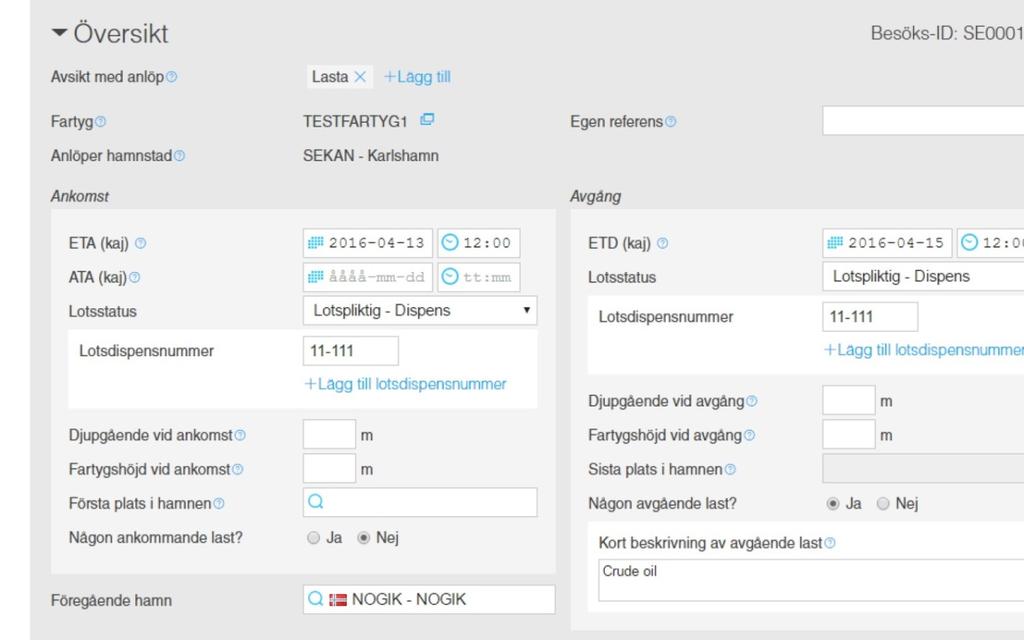 10 Användarguide För att ATA/ATD ska kunna uppdateras med automatik så måste ETA uppdateras i MSW vid tidigare eller försenad ankomst.