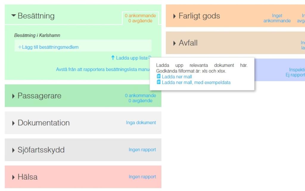 Excel-filen som du ska ladda upp går att ladda ner genom att klicka på