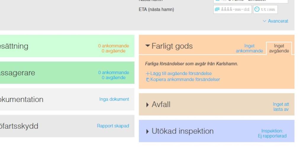 Användarguide 25 Är det avgående farliga godset samma som för ankommande kan