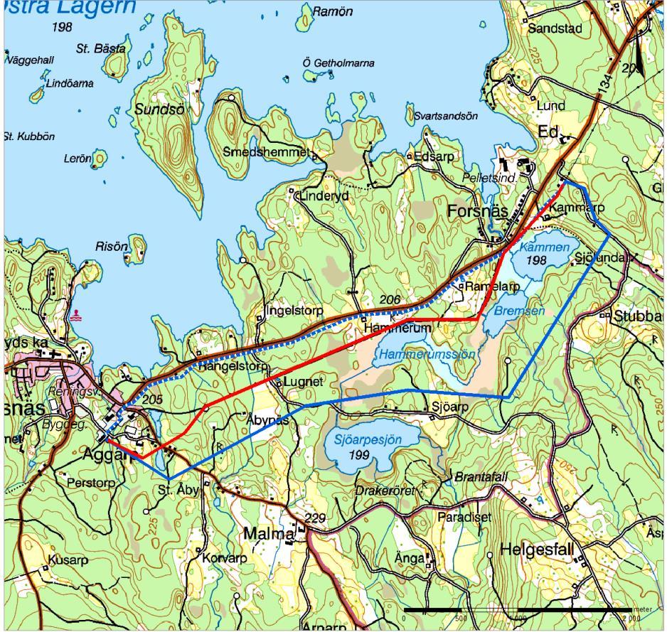 Av tekniska skäl och för att minimera påverkan anses det mest lämpliga området för ett kabelalternativ var att följa befintlig infrastruktur i form av väg 134.