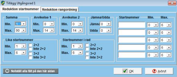 Tillägg Utgångsrader För att komma åt de här reduktionerna måsta du först klicka på rubriken för utgångsraden t ex Utg 1.