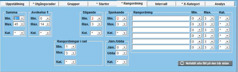 Reduktion Rangordning Även här har vi valt att det blir två stigande samt två sjunkande rangordningar i den rätta raden.