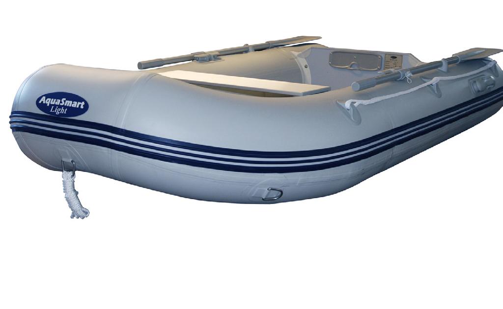 595:- AquaSmart Light 2,4 Uppblåsbar durk Lättviktsgummibåt med uppblåsbar durk och köl samt med raka pontoner.