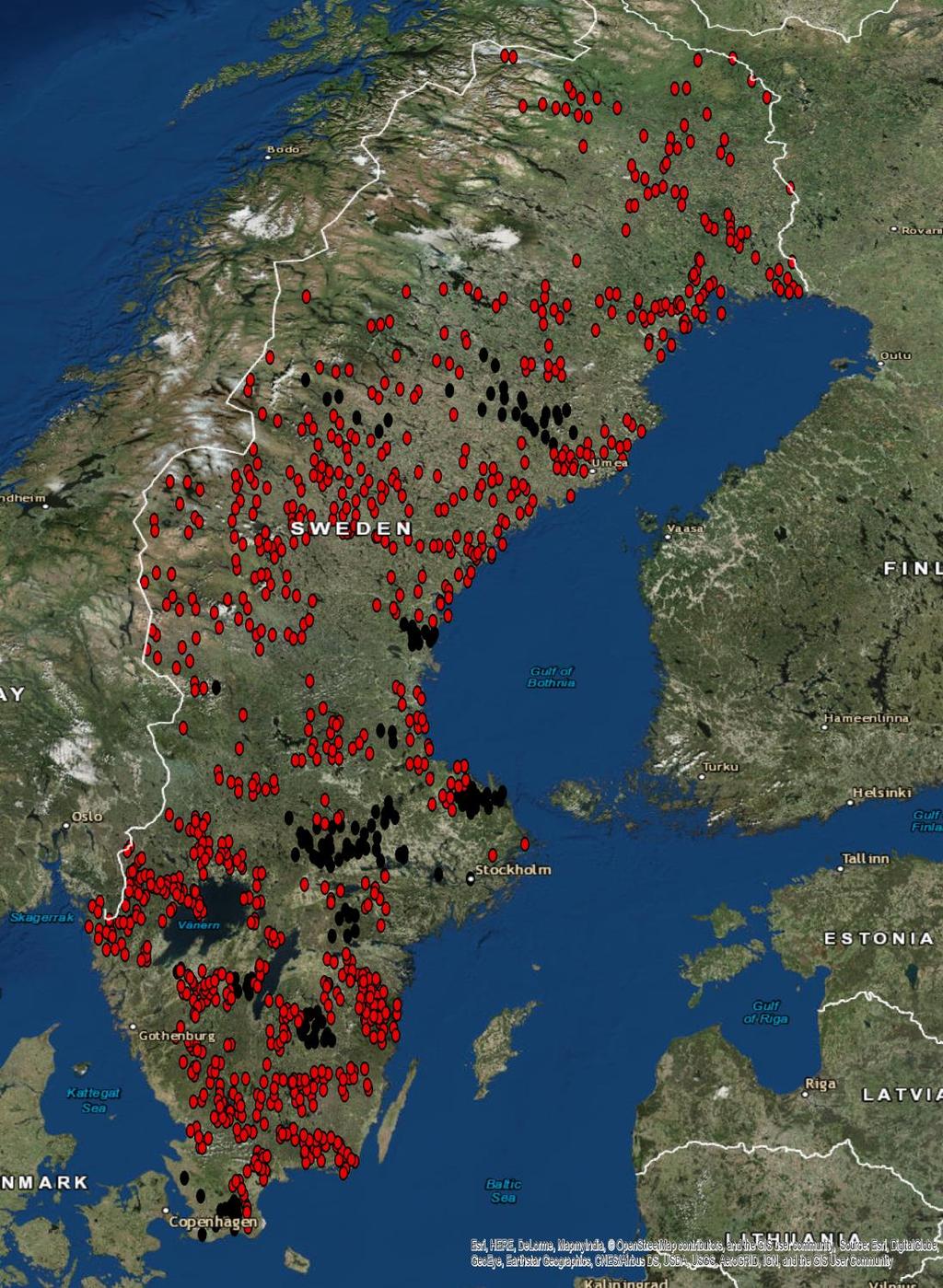 ADSL-nedläggningar 2017* Nedlagda Under nedläggning * Teracoms