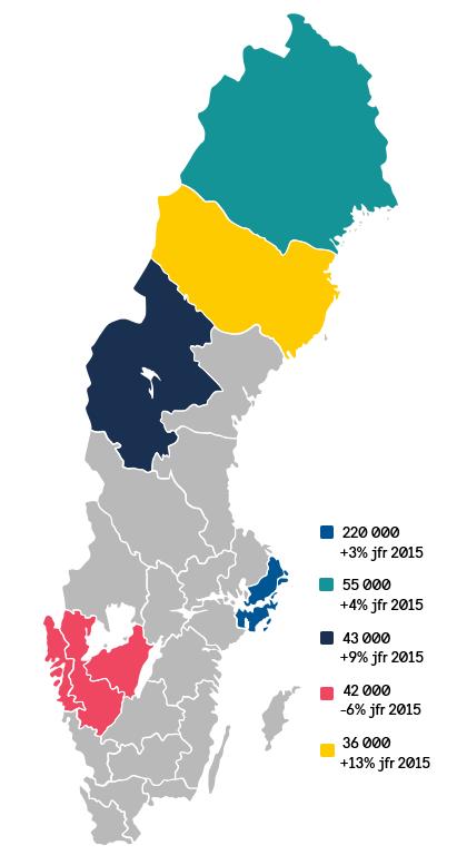 Anmärkning: Övernattningar på hotell, stugbyar, vandrarhem, camping och SoL i Sverige från