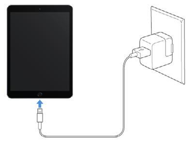 Övning 1 Att ladda surfplattan Anslut ipaden till ett eluttag med den medföljande kabeln. Den passar längst ner på surfplattan. Det går också att ladda surfplattan med kabeln i ett USB-uttag på dator.