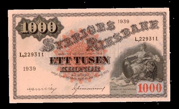 L,22931 f. SF 4. 1/1+ 2 000 223 1000 kronor 1950. B,03443 k. SF 1.