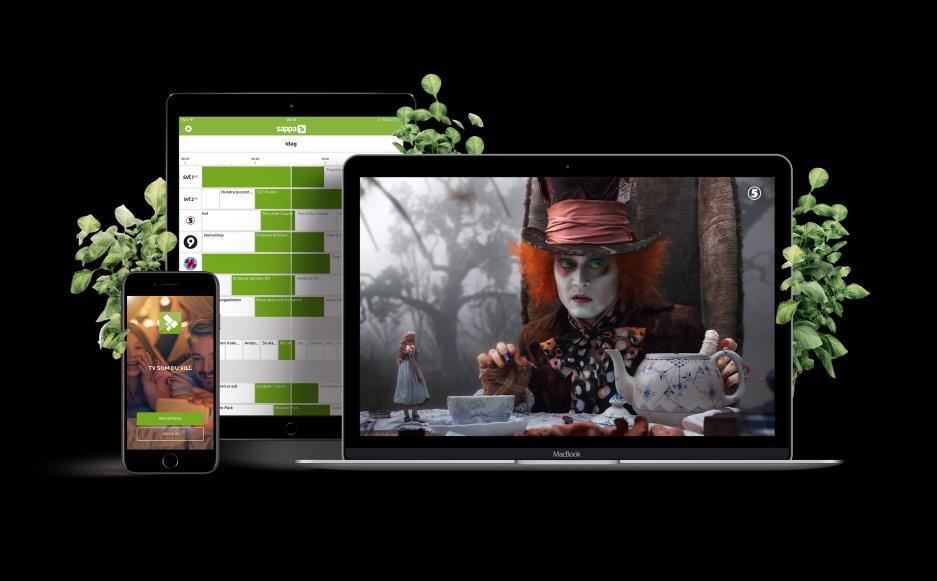 Playtjänster Med Sappa Play kan man se program i mobilen, datorn och surfplattan.