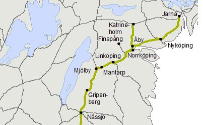 Södra stambanan Nedsättning Tranås Ralingsås uppspår km 297+085-321+730. STH 130 p.g.a. dåliga räler. Tranås Gripenberg nedspår km 297+042-306+672. STH 130 p.g.a. dåliga räler. Katrineholm-Strångsjö, nedspår km 135+181-140+152.