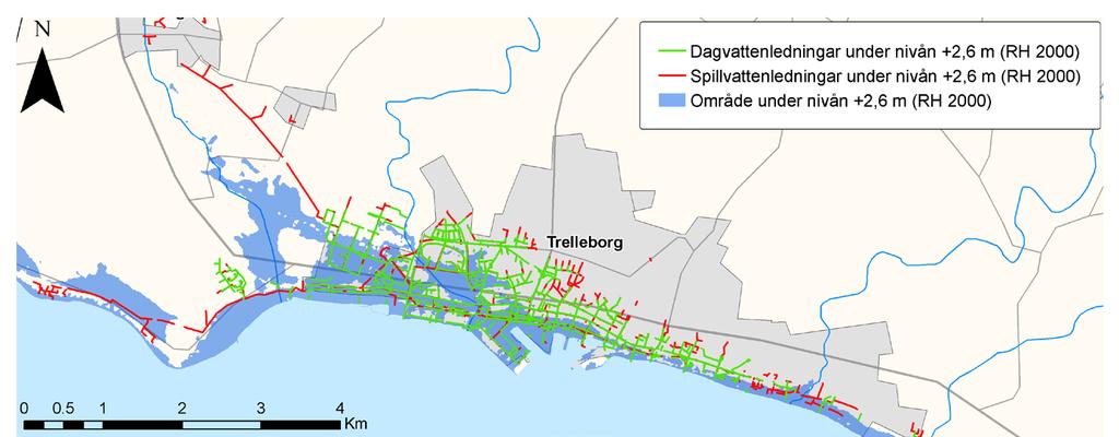 Havsnivån 2100 Effekter av 100-års