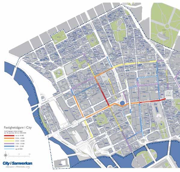 CITYKARTA En karta med fastighetsägare och besöksmätningar på Stockholm Citys största stråk.