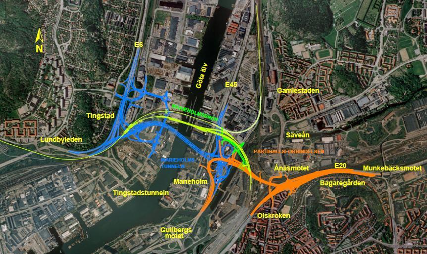 Bilaga till avtal om genomförande av Västsvenska paketet, Block 2 Bilaga 2 Projekt 201: Marieholmstunneln Översiktsbild: Projektet redovisas med blå färg på översiktsbilden.