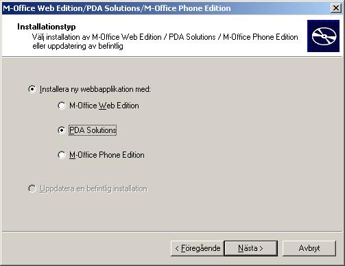 Installationsprogram Webbserver - PDA Solutions Detta avsnitt beskriver vad som behöver installeras och konfigureras för att använda PDA Solutions. 3.40a servicepack 4 eller senare och.
