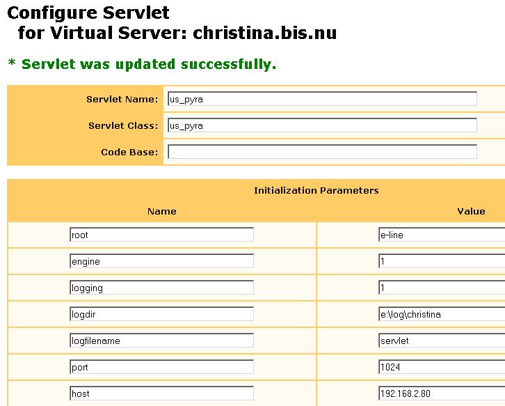 Gå till webbplatsen som är skapad både i IIS och ServletExec. Tag fram ServletExec för den virtuella servern; http://webbplatsens namn/servlet/admin. I navigeringen, välj Servlets, Manage.