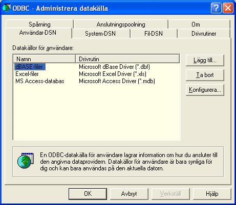 Access Link/ODBC Koppling För att Access Link ska fungera ute på arbetsplatsen måste en ODBC koppling göras mellan Pyramid Business Studio och Microsoft Access.