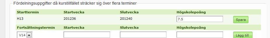 Behöver du redigera uppgifterna klickar du på Redigera uppgifter för distanskurser. Vill du ta bort dem helt klickar du på Ta bort uppgifter för distanskurser. 5.