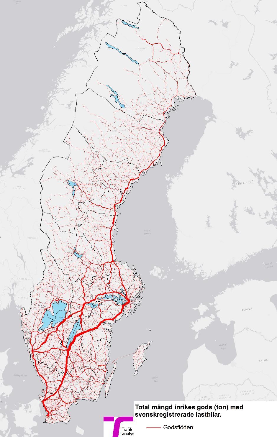 INRIKES LASTBILSTRANSPORTER - HUVUDSAKLIGEN LOKALA 375 miljoner ton 43 % inom samma