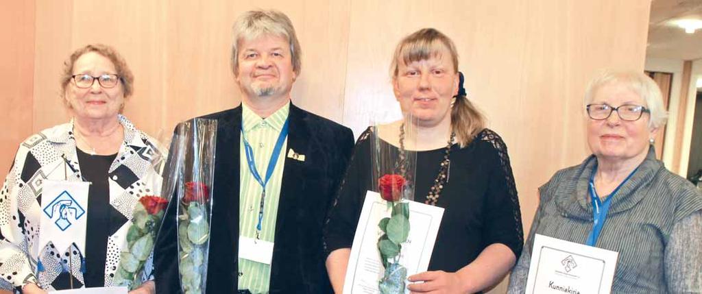 Synskadades Centralförbunds förtjänsttecken i brons beviljades Tero Tanner, Ulla Pekuri, Virpi Lahnaoja och Esko Jäntti.