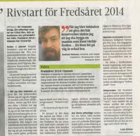 Celebra gäster och fredstema 2014-01-24 Print/webb UNT Rivstart för