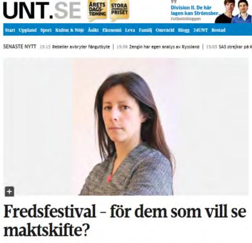 Pressrapport Datum Ver nummer Upprättad av Fredsåret 2014 2015-01-09 Ver 1 Sofie Blomgren