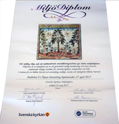 S:t Örjans församling föregår med gott exempel och blir första församlingen i Skellefte kontrakt att bli miljödiplomerad.