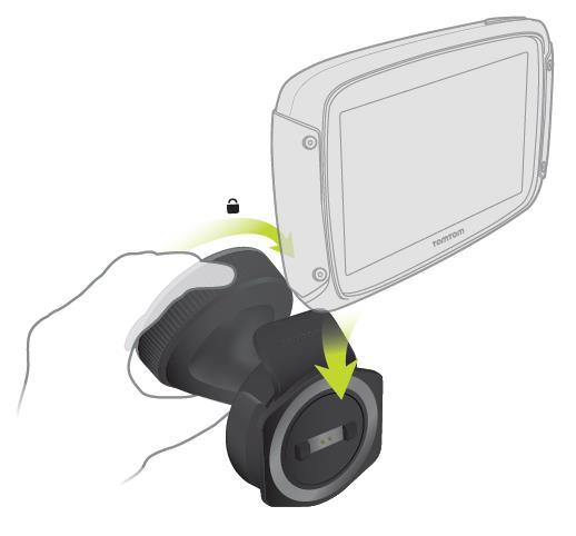 Installera i bilen Om förpackningen innehåller en bilhållare använder du det medföljande fästet för att installera TomTom Rider i fordonet.