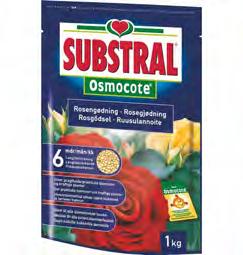 Innehåll: NPK 9 6 16 (med mikronäring). Osmocote rosgödsel Långtidsverkande (6 mån) gödsel till alla rossorter. Ger praktfull och långvarig blomning.