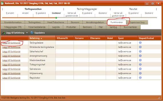 Välj sedan Funktionärer.
