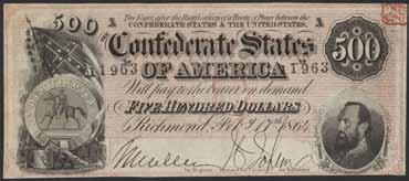 5.000:- 774 KM 73 U.S.A. Confederated States 500 dollars 1864.