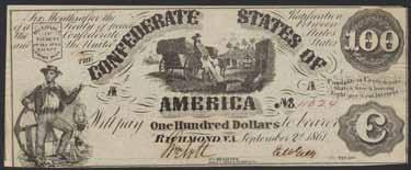 Confederated States 500 dollars 1864. Richmond, Feb 17th, No: 11963.