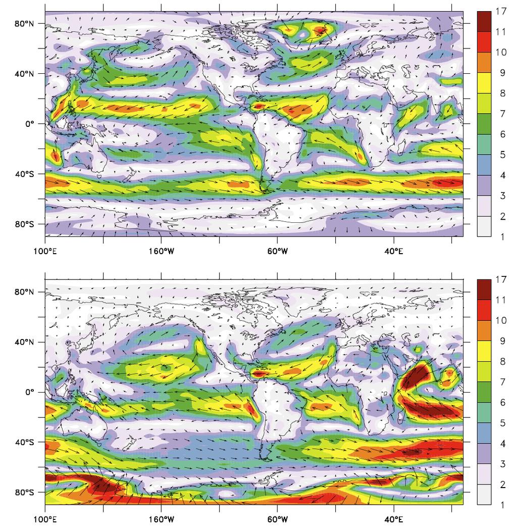 Hadley cirkulationen & ITCZ Markvindar (ms