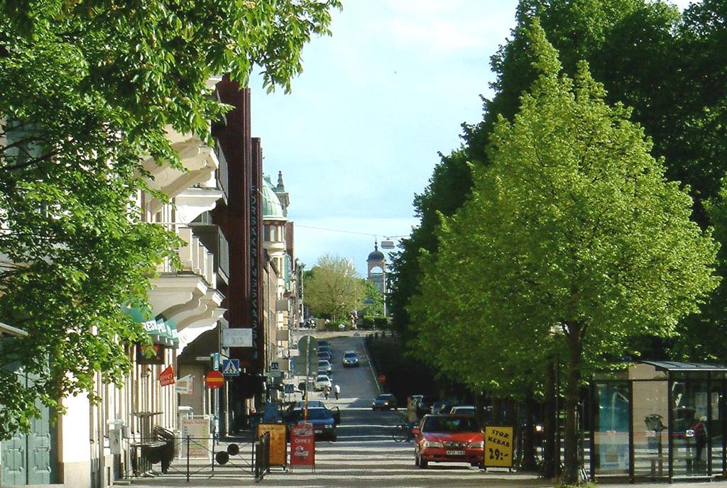 Stråket via Norra Kungsgatan bjuder på ett imponerade och tilltalande stadsperspektiv.