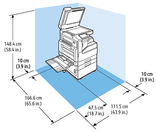 magasin och stativmodul Bredd: 111,5 cm (43,9 tum) Djup: 166,6 cm (65,6 tum)