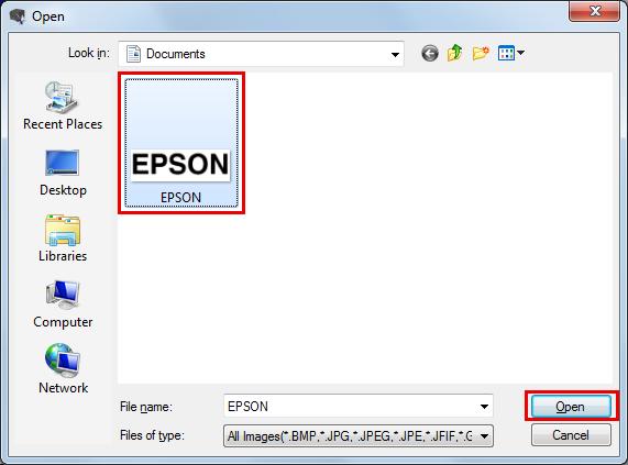 TM-T88V Utility B Ange bilddata som ska användas för logotypen. En filstorlek på 2 047 (B) x 831 (H) pixlar (punkter) eller mindre kan anges och formatet kan vara bmp, jpeg, gif eller png.