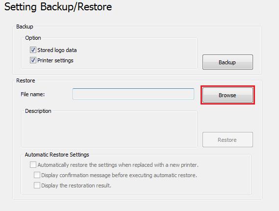 Återställa inställningarna på skrivaren Återställ inställningarna på följande sätt: A B Klicka på Backup/Restore (Backup/återställning).