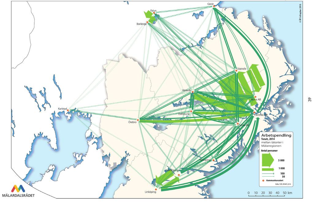 Resmönster Mälardalasrådet har genomfört en analys av pendlingsmönstren i Mälardalsregionen (Östra Mellansverige och Stockholm).