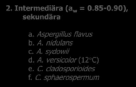 90), sekundära b. Eurotium spp. c. Penicillium a.