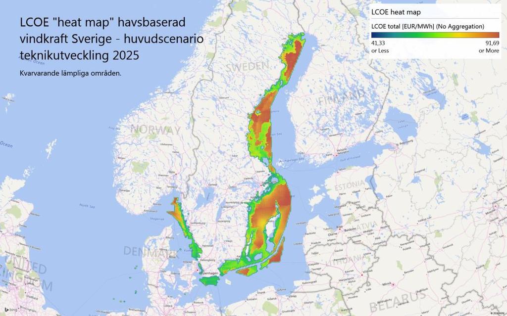 Var ska vi bygga Från vindkraftens perspektiv Bra vind Ej för långt ut Ej