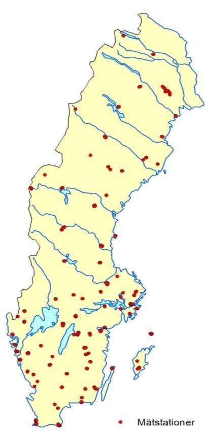 sedan slutet av 60-talet Ca 70 stationer och ca 300 grundvattenrör