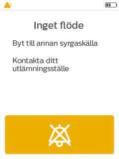 Visuella indikatorer och ljudindikatorer Beskrivning Vad du ska göra 1 pip som upprepas var 16:e sekund Larmet Inget flöde Detta larm utlöses när apparaten detekterar att det inte finns något