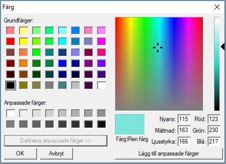 eller också klickar man på knappen Välj färg.