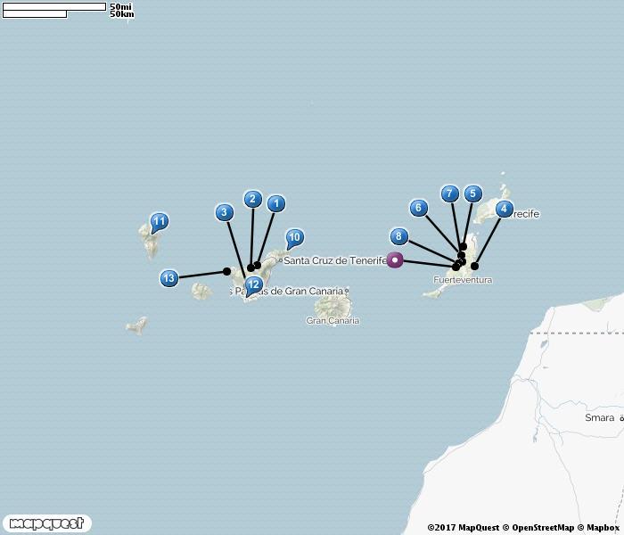 Resan i korthet Dag Orter/resplan 1 Resan startar på Teneriffas internationella flygplats. Natt i Puerto de la Cruz. 2 Teneriffa. Natt i Puerto de la Cruz. 3 Tidigt morgonflyg till Fuerteventura.