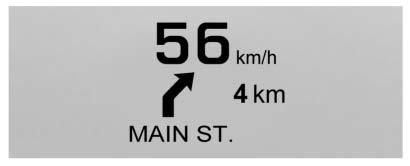 Speed View (Hastighetsvisning) : Den här visningen anger hastighetsmätarvärdet (i engelska eller metriska enheter), hastighetsbegränsning, inställd hastighet i den adaptiva farthållaren,