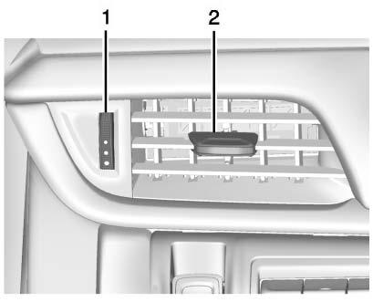 . Sätt inte fast någonting på ventilationsmunstyckenas galler. Det hindrar luftflödet och kan skada luftmunstyckena. 1. Tumhjul 2.